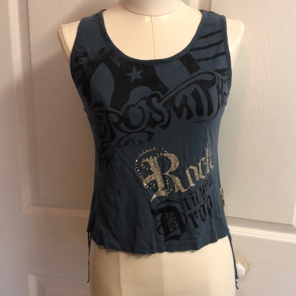 GUC AEROSMITH CROPPED T W/BLING & FRINGE!!